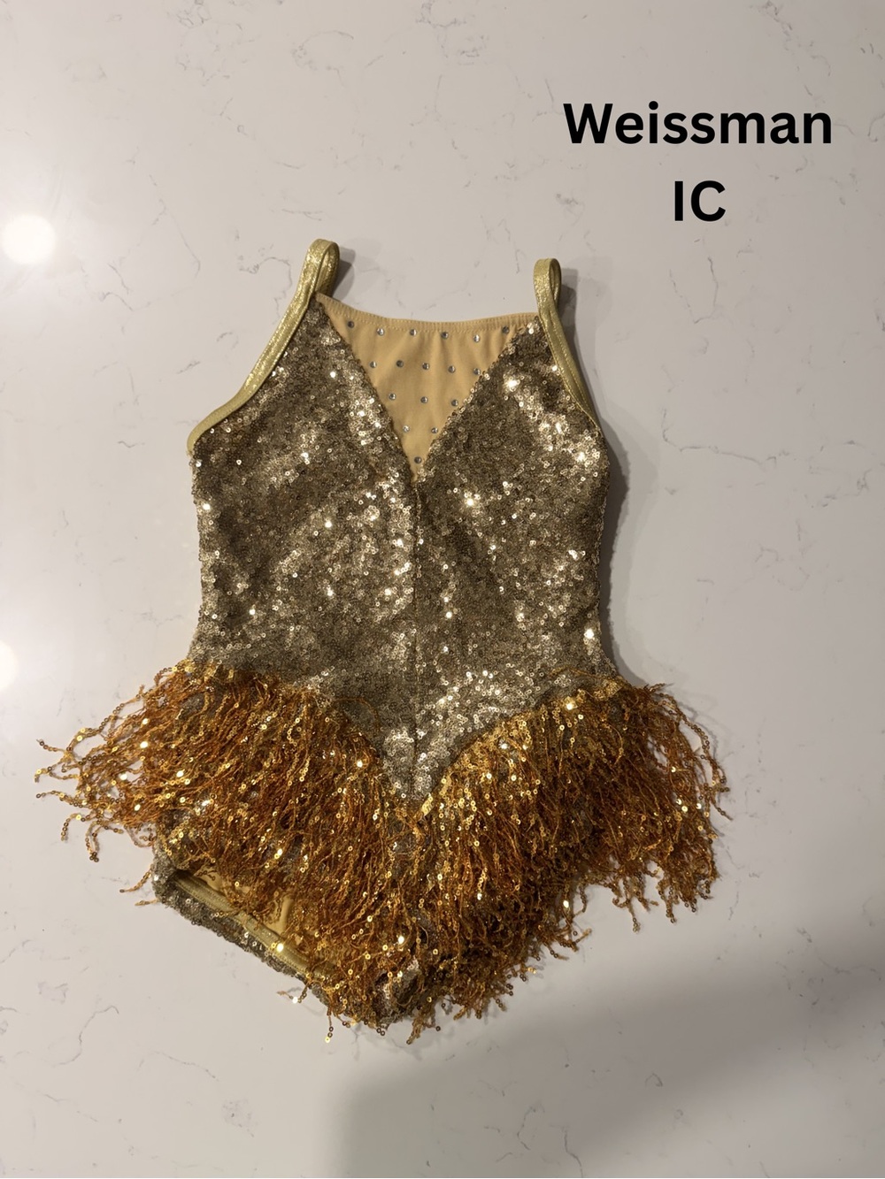 Weissman Gold Sequin Fringe Dance Costume